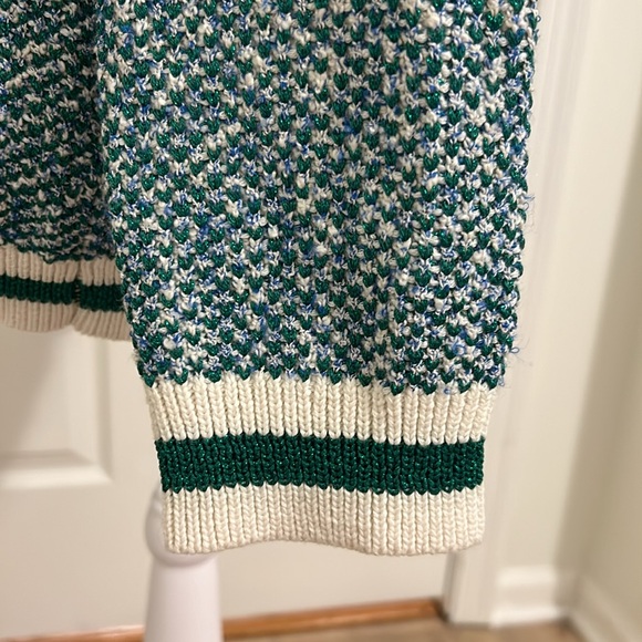 Maje Maitresse Green Lurex Metallic Threaded Cardigan Sweater Size 3, US Large - Picture 11 of 16